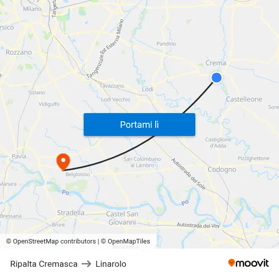 Ripalta Cremasca to Linarolo map