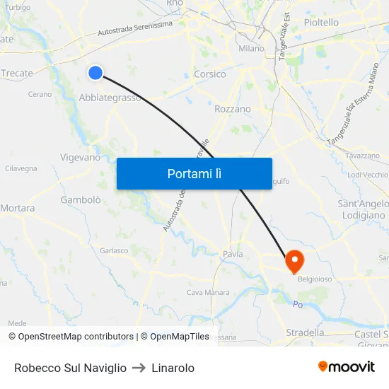 Robecco Sul Naviglio to Linarolo map
