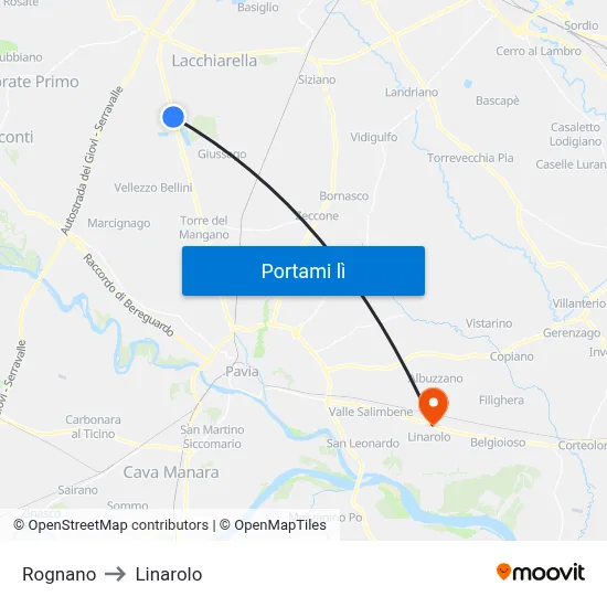 Rognano to Linarolo map
