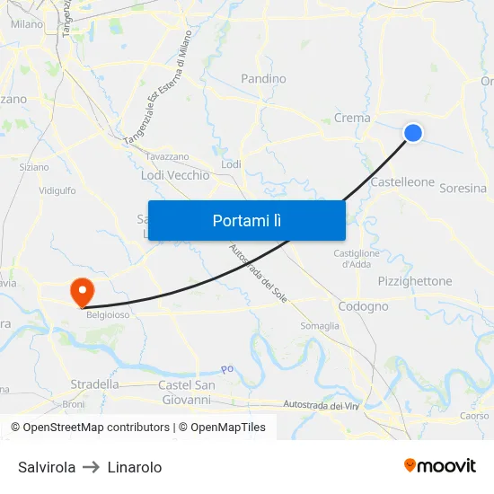 Salvirola to Linarolo map