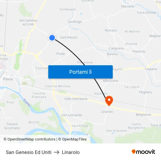 San Genesio Ed Uniti to Linarolo map