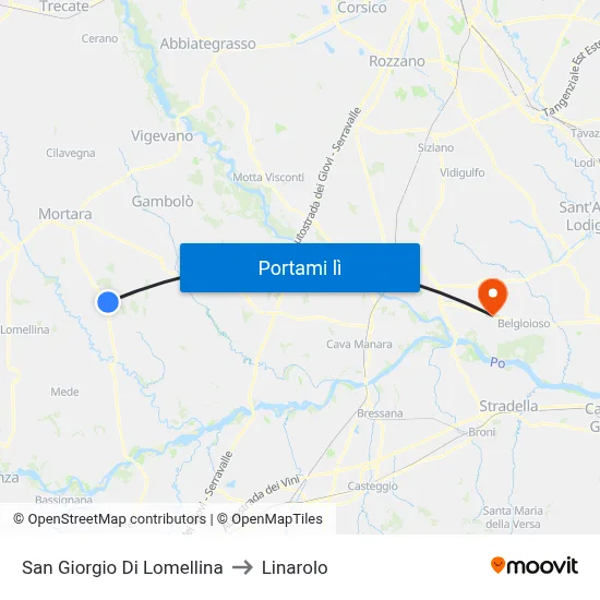 San Giorgio Di Lomellina to Linarolo map