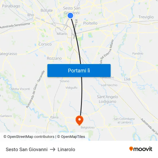 Sesto San Giovanni to Linarolo map