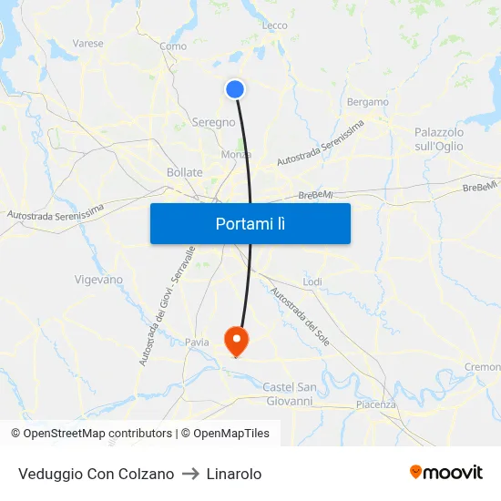 Veduggio Con Colzano to Linarolo map