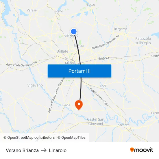 Verano Brianza to Linarolo map