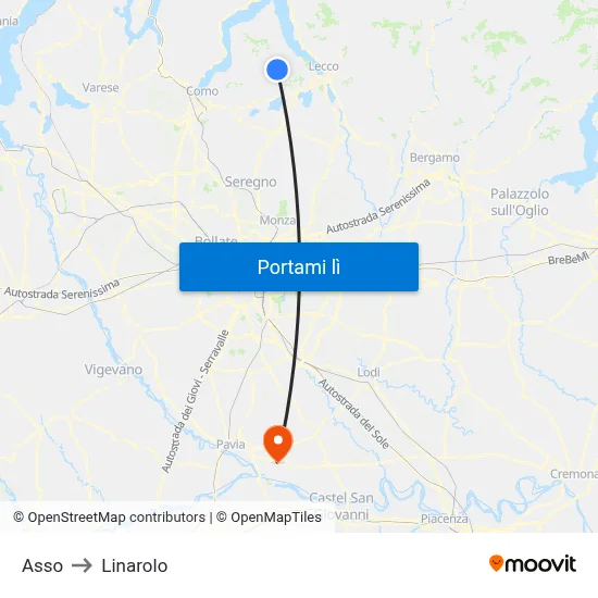 Asso to Linarolo map