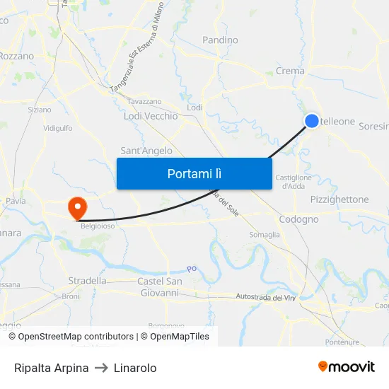 Ripalta Arpina to Linarolo map