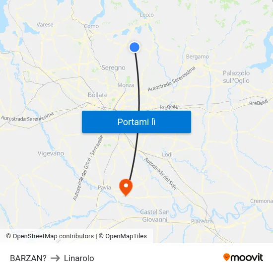BARZAN? to Linarolo map