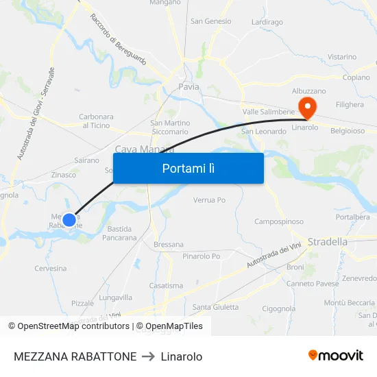 MEZZANA RABATTONE to Linarolo map