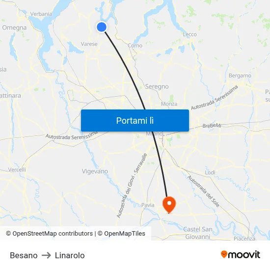 Besano to Linarolo map