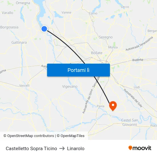 Castelletto Sopra Ticino to Linarolo map