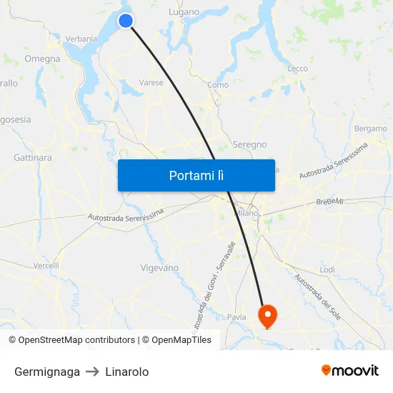 Germignaga to Linarolo map
