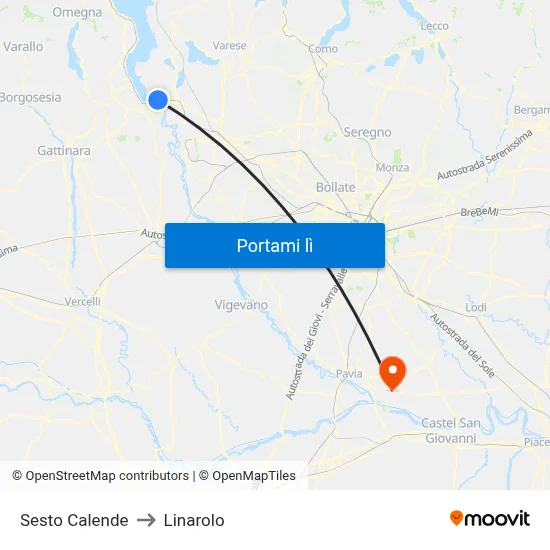 Sesto Calende to Linarolo map