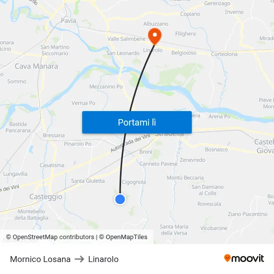 Mornico Losana to Linarolo map