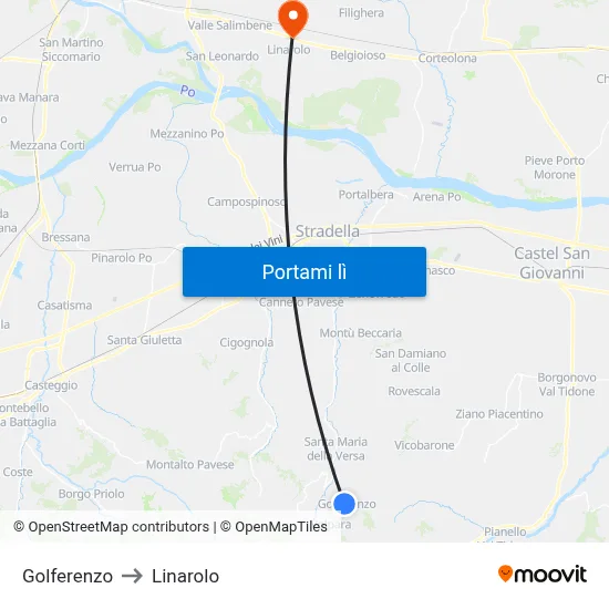 Golferenzo to Linarolo map