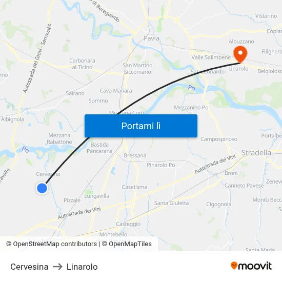 Cervesina to Linarolo map