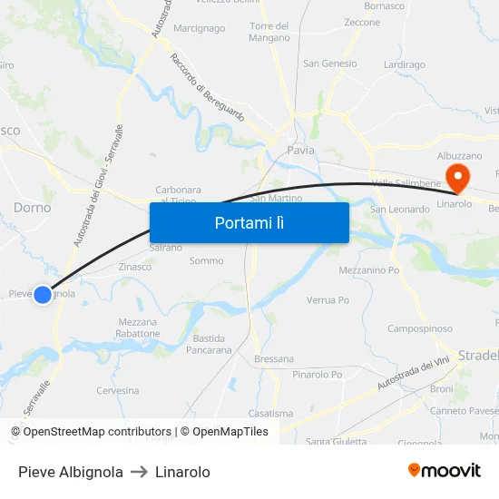 Pieve Albignola to Linarolo map