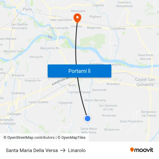 Santa Maria Della Versa to Linarolo map