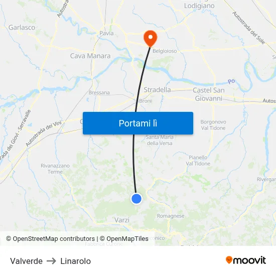 Valverde to Linarolo map