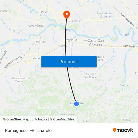 Romagnese to Linarolo map
