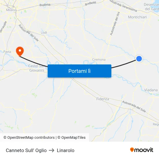 Canneto Sull' Oglio to Linarolo map