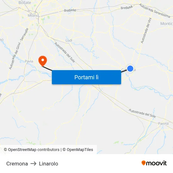 Cremona to Linarolo map