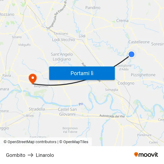 Gombito to Linarolo map