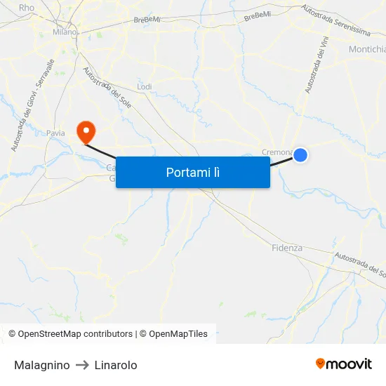Malagnino to Linarolo map