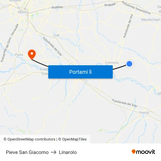 Pieve San Giacomo to Linarolo map