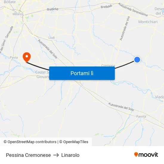 Pessina Cremonese to Linarolo map