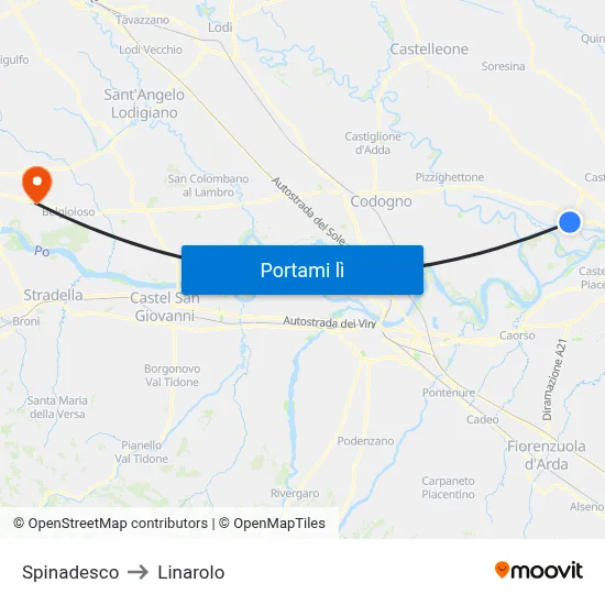 Spinadesco to Linarolo map