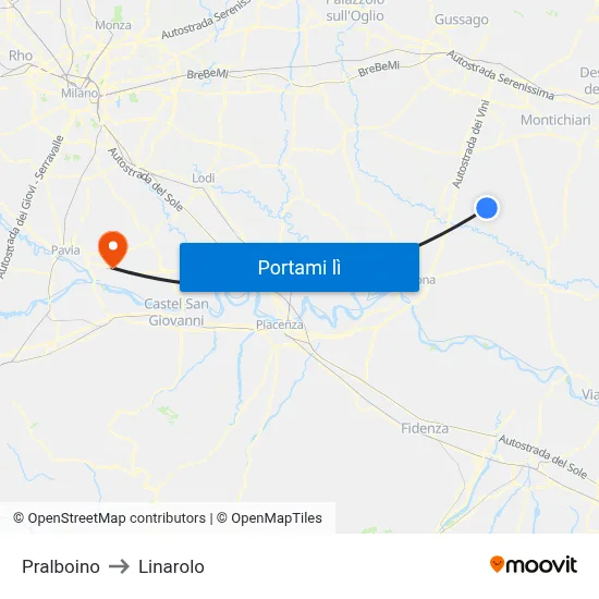 Pralboino to Linarolo map