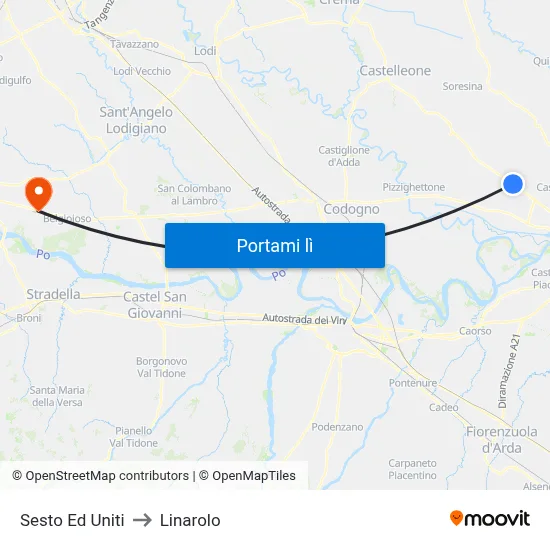 Sesto Ed Uniti to Linarolo map
