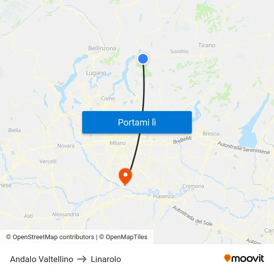 Andalo Valtellino to Linarolo map