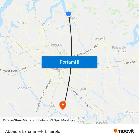 Abbadia Lariana to Linarolo map