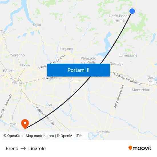 Breno to Linarolo map
