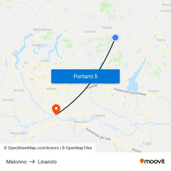 Malonno to Linarolo map