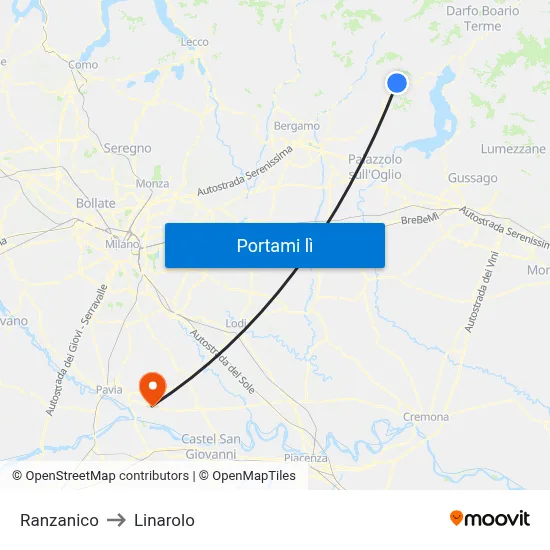 Ranzanico to Linarolo map
