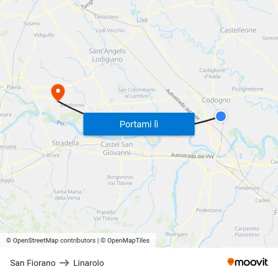 San Fiorano to Linarolo map