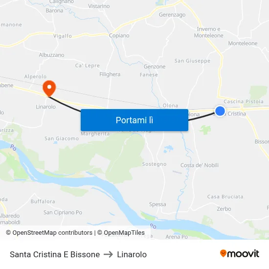 Santa Cristina E Bissone to Linarolo map