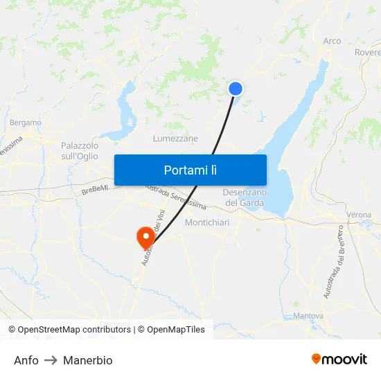 Anfo to Manerbio map