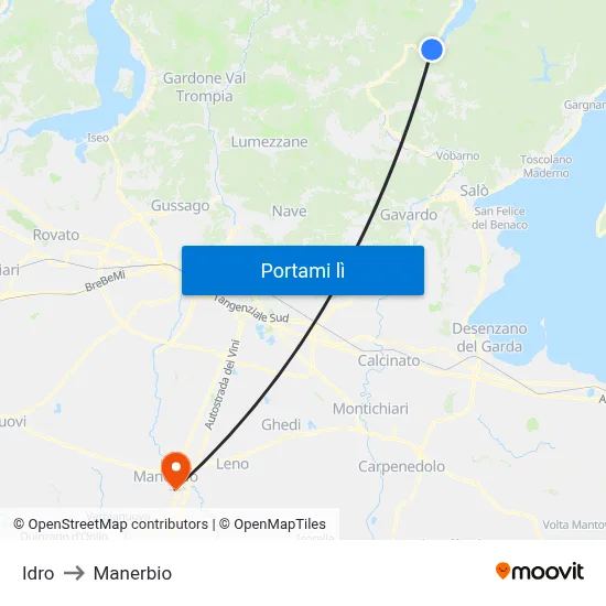 Idro to Manerbio map