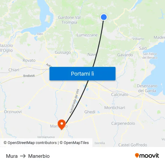 Mura to Manerbio map