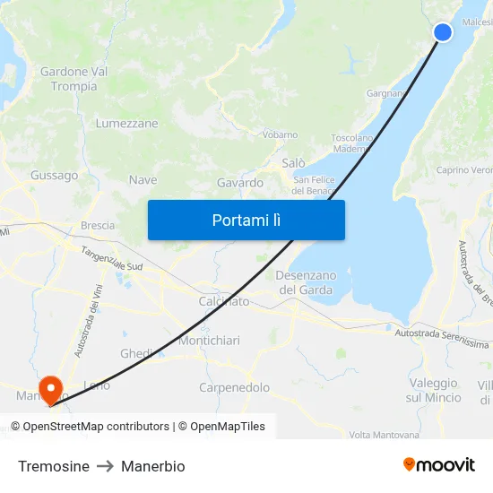Tremosine to Manerbio map
