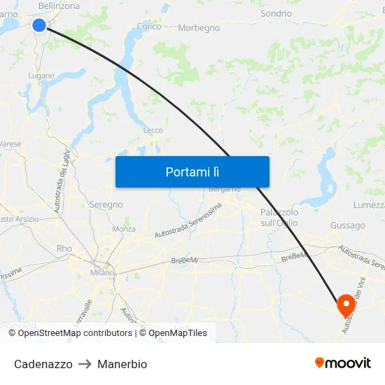 Cadenazzo to Manerbio map