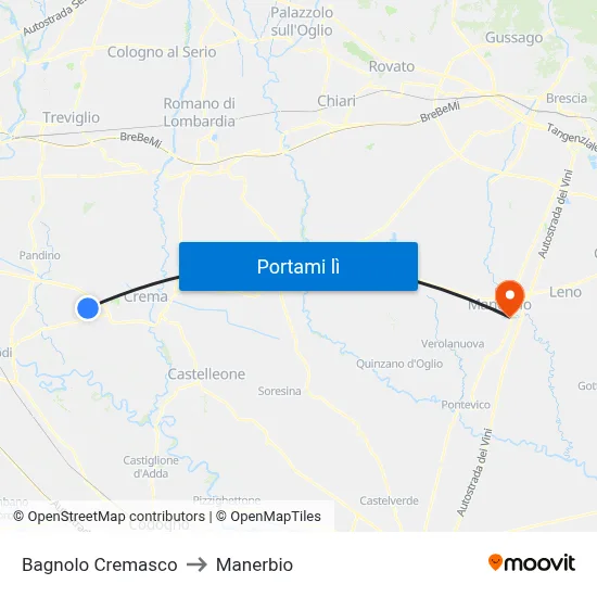 Bagnolo Cremasco to Manerbio map