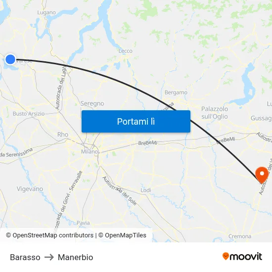 Barasso to Manerbio map