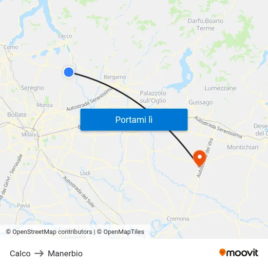 Calco to Manerbio map