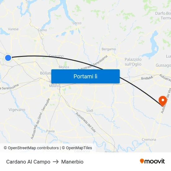 Cardano Al Campo to Manerbio map