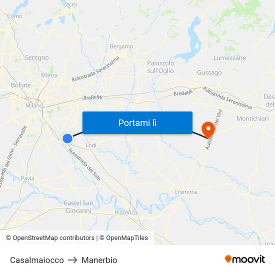 Casalmaiocco to Manerbio map